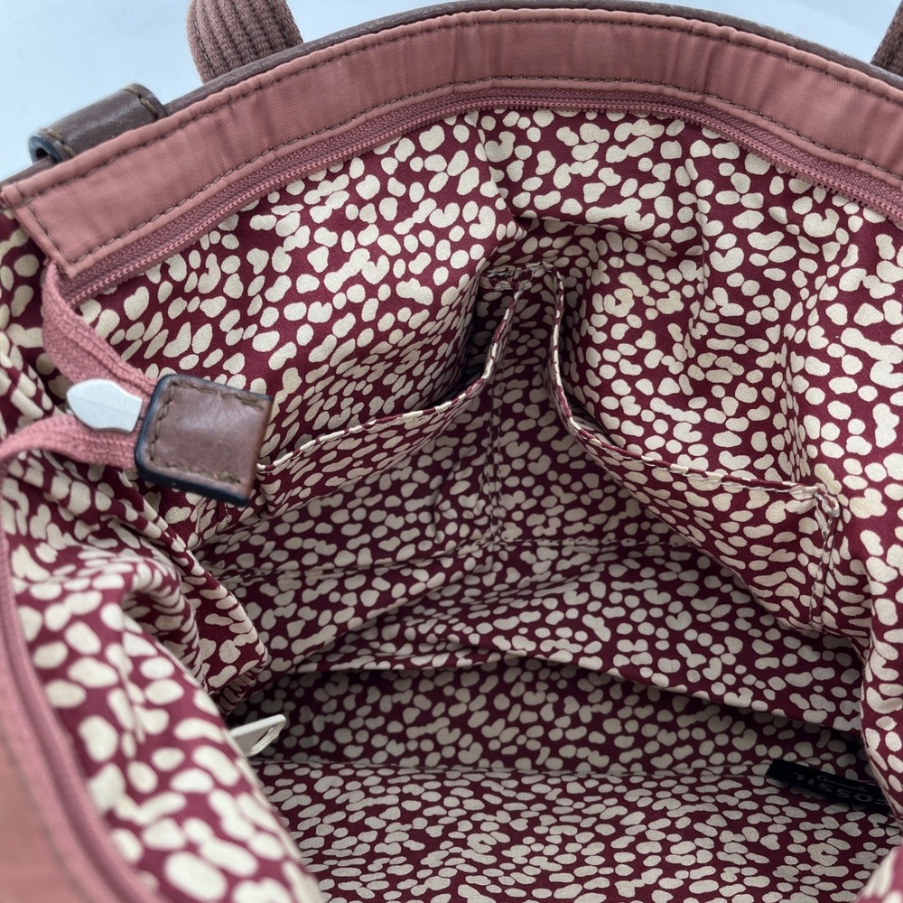Vintage Fossil Key Per Blush Pink Mauve Shoulder Purse Quilted Leather Buckle - Picture 12 of 16